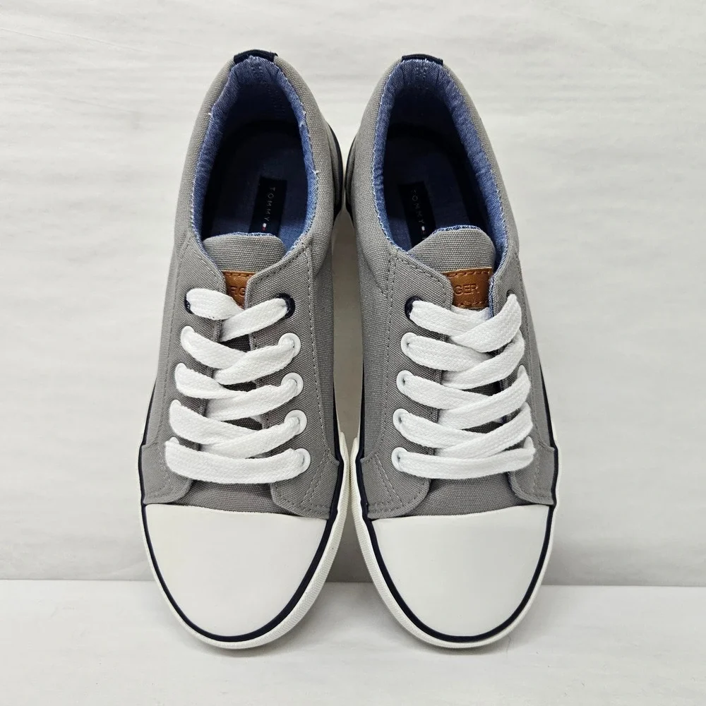 Tommy Hilfiger Cormac Core Casual Shoes 1958238‎ Grey Canvas White Kids Size 4